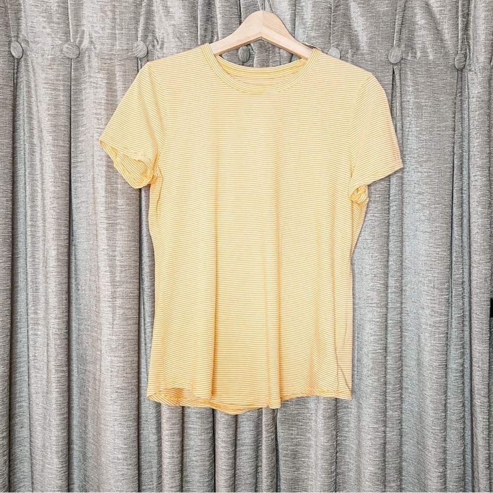 NWT Gap Orange Stripe Short Sleeve Crewneck Tee Shirt Size Medium